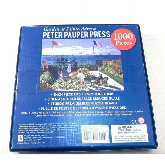 Claude Monet Painting Puzzle Garden At Sainte-Adresse 1000 Piece Puzzle - Picture 3 of 3